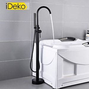 ROBINETTERIE SDB iDeko® Robinet de baignoire ilot sur Pied salle de bain douche verticale avec Douchette Noir