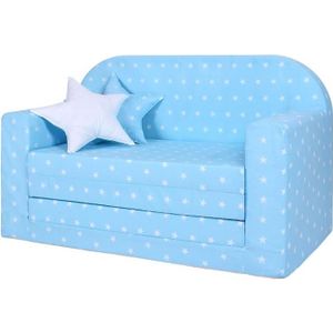COSTWAY Canap/épour Enfant Convertible Jeu 4 en 1 Canap/é Puzzle Compos/é de Matelas Coloris Rouge+Bleu en EPE et PU Imperm/éable