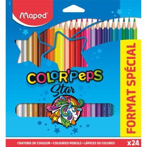 JEU DE COLORIAGE - DESSIN - POCHOIR MAPED 24 Crayons De Couleur Format Special