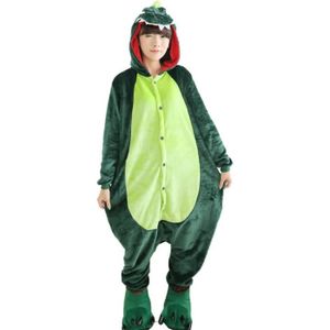 DÉGUISEMENT - PANOPLIE Pyjama Kigurumi Dinosaure Unisexe - Flanelle Cosplay Costume Halloween - Adulte - Vert