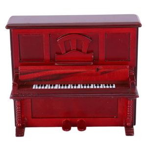 MAISON POUPÉE Pwshymi - 1:12 Jouet De Piano En Bois Accessoires De Décoration De Maison De Poupée(Rouge)