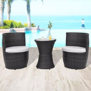 Mobilier De Jardin 5 Pcs Resine Tressee Noir 1 X Table 42x53 5cm