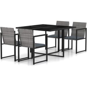 Ensemble table et chaise de jardin Ensemble de salle à manger d'extérieur en métal et résine - VIDAXL - Gris - 4 personnes - Contemporain