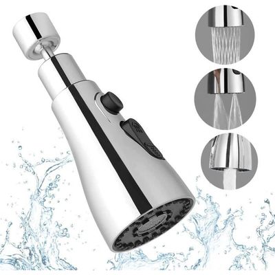 Embout filtre robinet universel - VENTEO - Argenté - Adulte - tête rotative  360° - 2 modes - Anti éclaboussure - Mousse