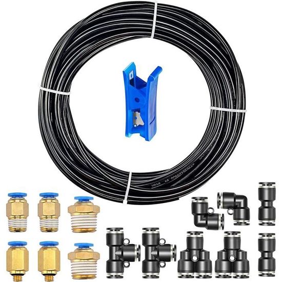 Kit Tuyau Pneumatique HUAZIZ 10m Orange PU 12mm - Avec 14 Connecteurs 8mm Pour Air Comprimé