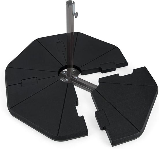 Base Parasol Mobile GOPLUS 45L Eau / 67 Kg Sable – Avec Roulettes, Plateau Table & Bac Plantes Marron