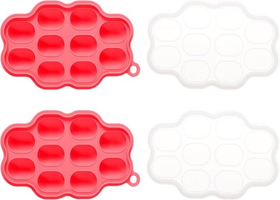 3 Bacs à Glaçons Silicone Pour Bébé - Avec Couvercles - Pour Purées, Petits Pots Maison - Congélation Facile - Bleu, Rose, Vert