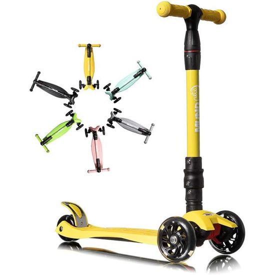 Trottinette 3 Roues FLUXX Funny Lights - Roues Lumineuses Dynamo Pour Enfants Dès 3 Ans (Vert Sauge)
