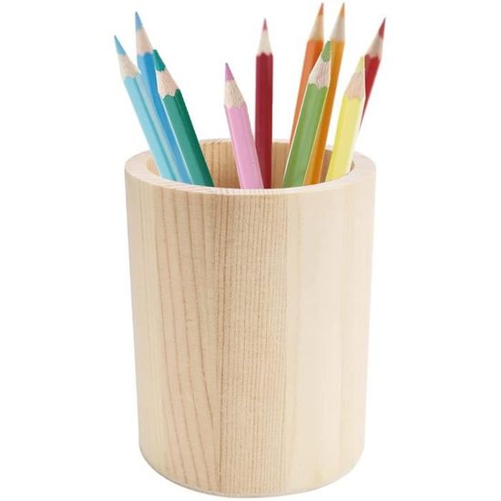 Pot à Crayons En Bois De Bambou - Boîte De Rangement Multifonction Pour Bureau Et Maquillage