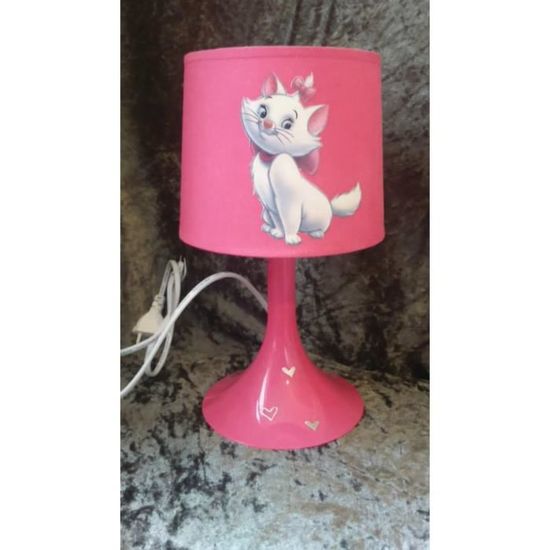 Lampe De Chevet Artisanale MARIE LES ARISTOCHATS – Création Serviettage, Pied Céramique Rose, Abat-jour Coton, 25 Cm