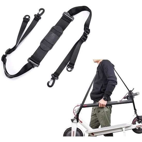 Sangle Ajustable Pour Transporter Trottinette électrique - Nylon Résistant, Charge 40 Kg - Crochets Pivotants, Réglable En Longueur