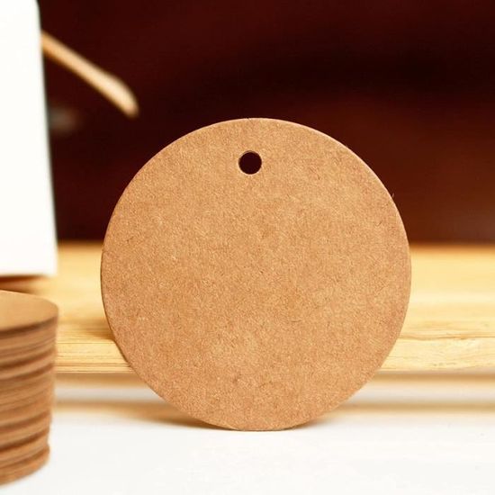 100 Étiquettes Rondes En Papier Kraft Blanc + 20 M Corde Chanvre | 5x5 Cm Vierges Pour Déco Cadeaux, Mariages