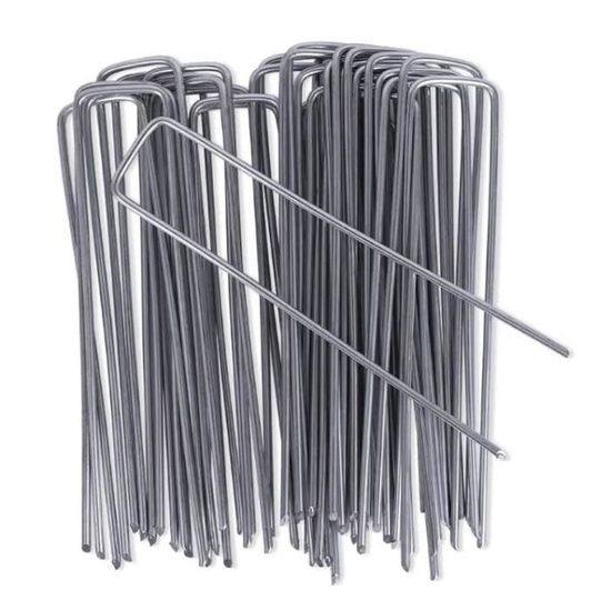 50 Piquets D'ancrage Pour Jardin - Fixation Toile Anti-mauvaises Herbes, Gazon Et Clôtures | Ancrages En U Galvanisés
