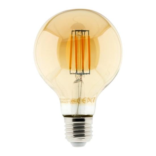 Ampoule LED Déco filament ambrée 6W E27 Globe