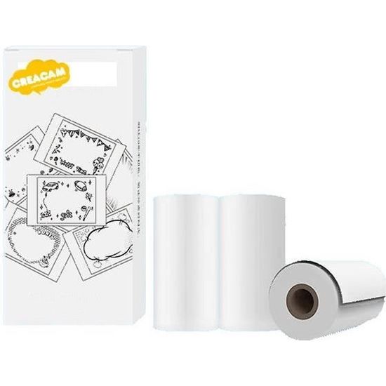 Pack 3 Rouleaux Papier Creacam Blanc - Appareil photo enfant - Achat & prix