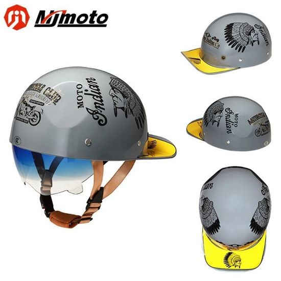 Demi-Casque Moto Enfant 2-14 Ans ECE Approuvé - Casque Ouvert Rétro 46-54cm