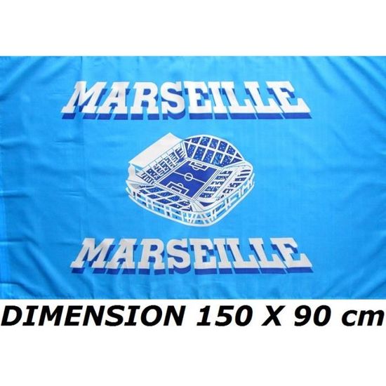 DRAPEAU 150 X 90 cm MARSEILLE OM " Stade Vélodrome " No Fanion Maillot écharpe Casquette ... 