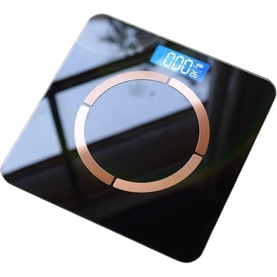 Balance Connectée Intelligente - Mesure Poids Et Graisse Corporelle - Noire