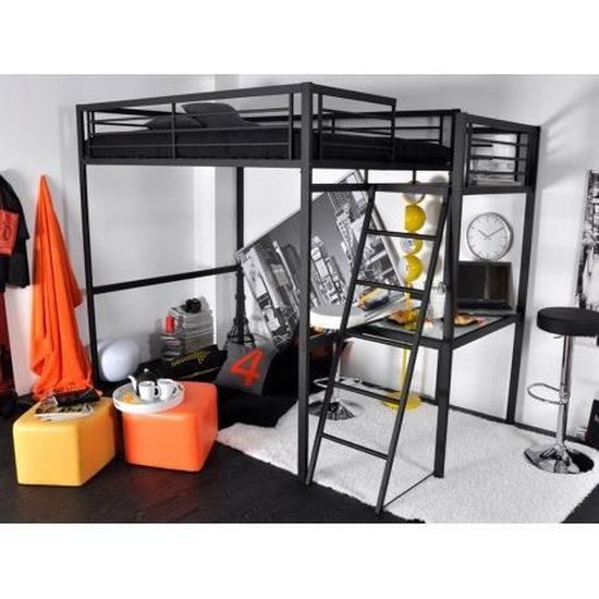 Lit mezzanine CASUAL II - couchage 140x190cm - plateforme ...
