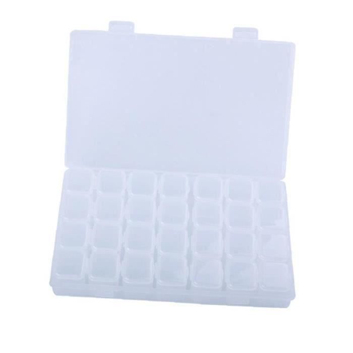 Boîte à Ongles Plastique 28 Grilles Boîte De Rangement Vide Nail Art