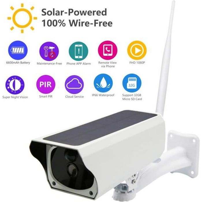 Caméra 2MP Sécurité sans fil Surveillance à distance solaire vidéo WIFI Système d'alarmeSIGNALISATION_oew480