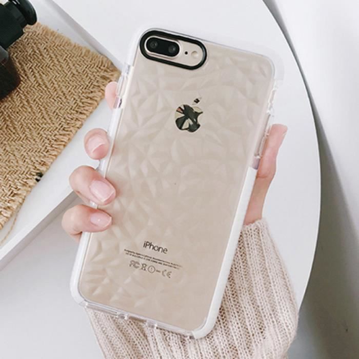 Coque de Protection - iphone 8Plus - Blanc MANQUE Simple Diamant motif Cas Téléphone Plus Cas Bonbons Couleur Anti frapper Molle