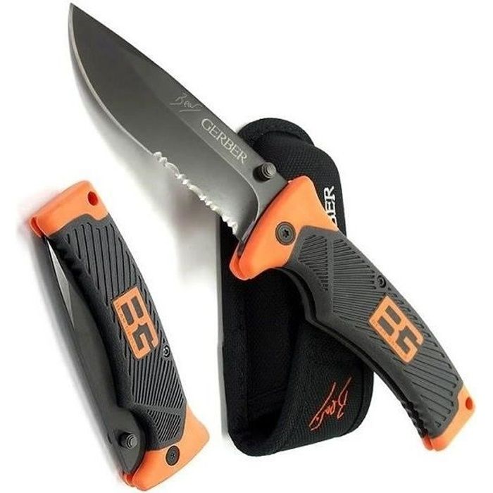GRAND COUTEAU DE SURVIE BEAR GRYLLS GERBER -FOLDING SHEATH KNIFE- DANS FOUREAU