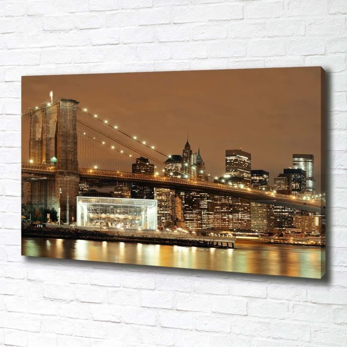 Tulup 100x70 cm art mural - Tableau sur toile:- Spectacles architecture - Manhattan New York - Orange
