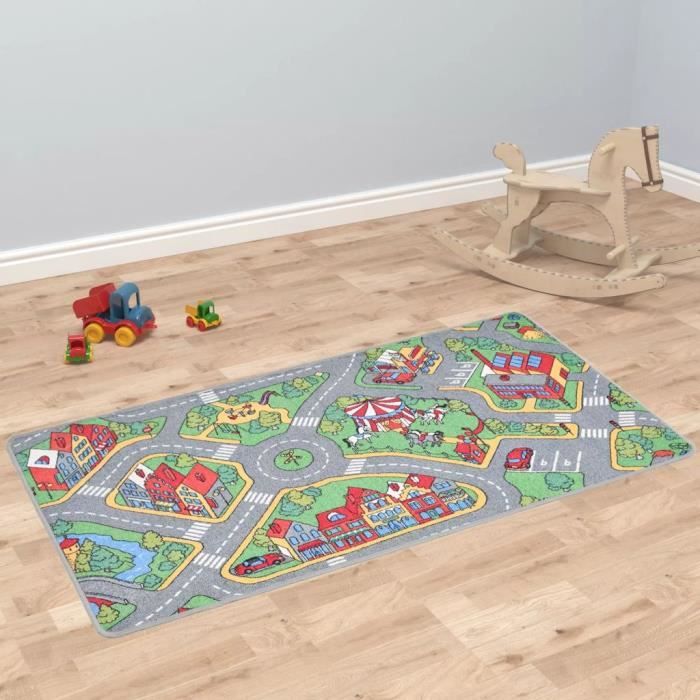 Jardin*9883Parfait Tapis de jeu Poil à boucle - Tapis de Jeux Enfant Bébé Tapis d'Éveil 133 x 190 cm Motif route de ville