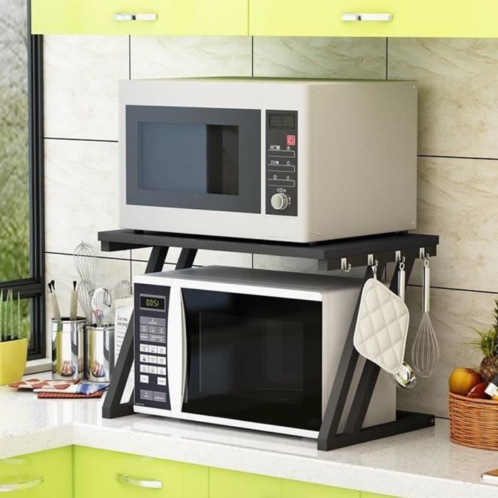 Étagère pour ranger les micro-ondes, les fours, les cuiseurs à riz, les tasses, les bouilloires. Noir -MEUBLE ETAGERE