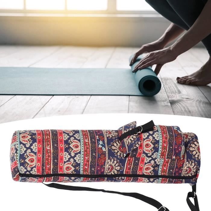 AYNEFY Sac pour tapis de yoga Poches multifonctionnelles sac de tapis de yoga zippé en toile sac de transport d'épaule pour