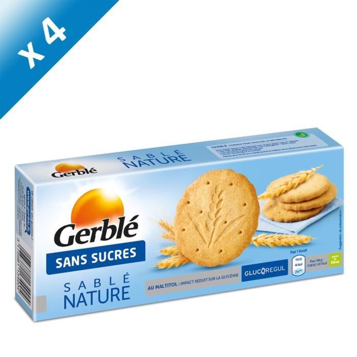 [LOT DE 4] GERBLE Biscuits sablés nature - 132 g