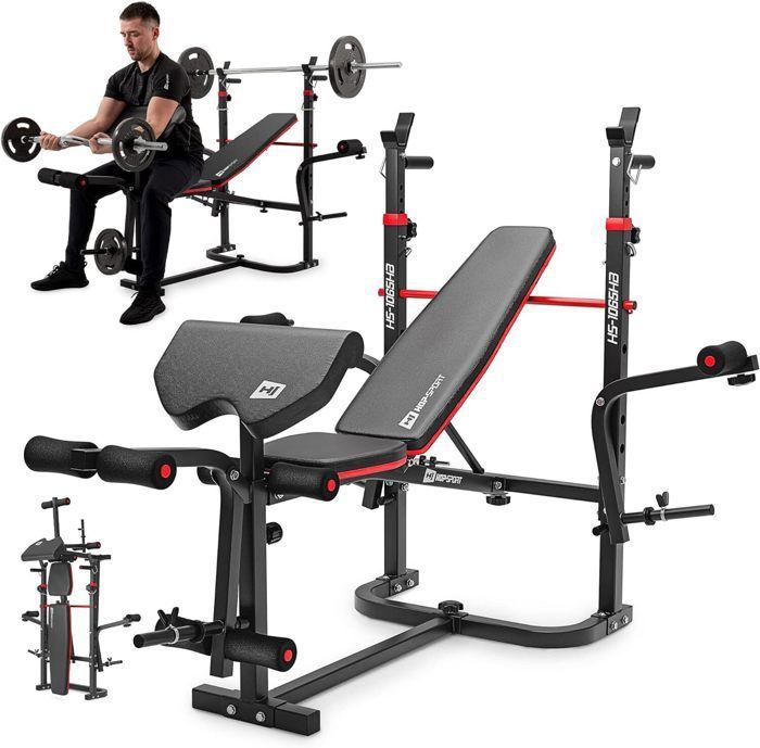 Hop-Sport Banc de Musculation Pliable Réglable HS-1065 Support d'haltères Entraîneur de Jambes Banc d'entraînement Développé Couché