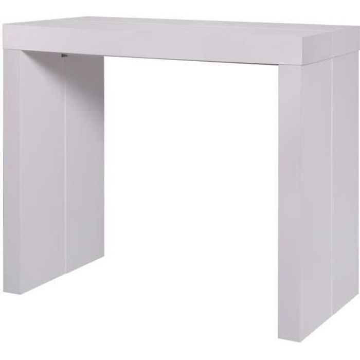 MERCURY Console transformable en table séjour - Blanc - L 45/180 x P 90 x H 75 cm