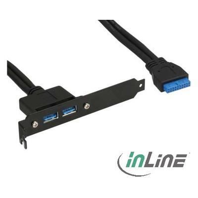 Barrette PCI 2x Port USB 3.0 - Connexion Interne USB 3.0 19 broches - 33390C - Noir