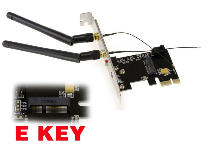 Carte Contrôleur PCIe pour carte M.2 (M2 NGFF E Key) WIFI et/ou BLUETOOTH - USB / PCIe