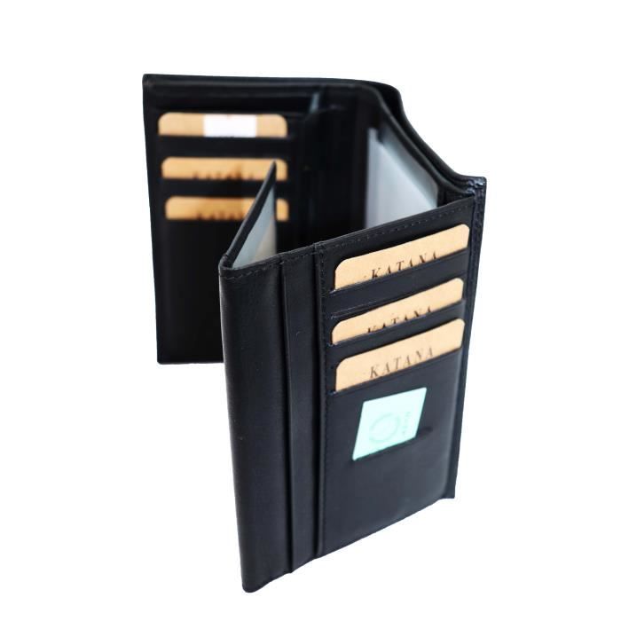 KATANA portefeuille en cuir sauvage grand format à 3 volets réf 753017 noir (4 couleurs disponible)