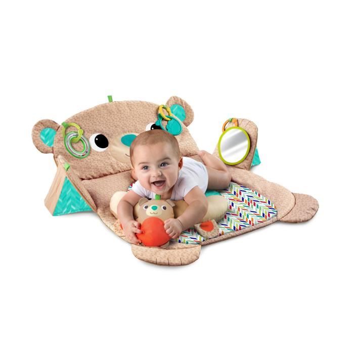 BRIGHT STARTS Tapis d'éveil Ourson Tummy Time Prop & Play - Marron