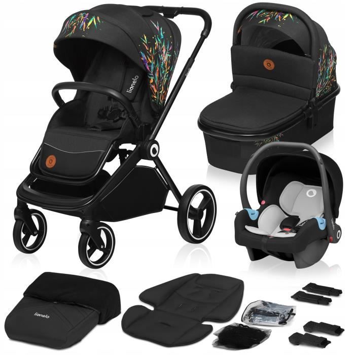 LIONELO Mika poussette bébé confort 3 en 1, poussette compacte, nacelle, siège auto, porte-bébé, moustiquaire - Dreamin'