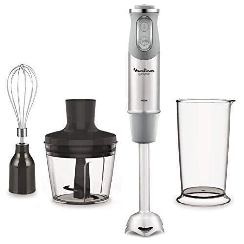 Moulinex quickchef – Mixeur plongeant avec 3 accessoires, acier inoxydable, 10 vitesses, 1000 W - - Moulinex