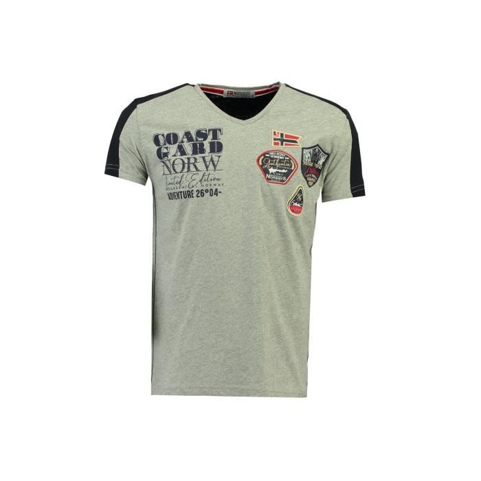 Tshirt Homme Geographical Norway Javiation Gris Clair