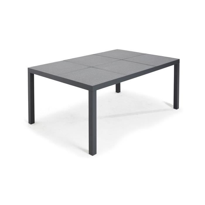Table de jardin - 182 x 121 x 74 cm - Aluminium - Oviala - Gris