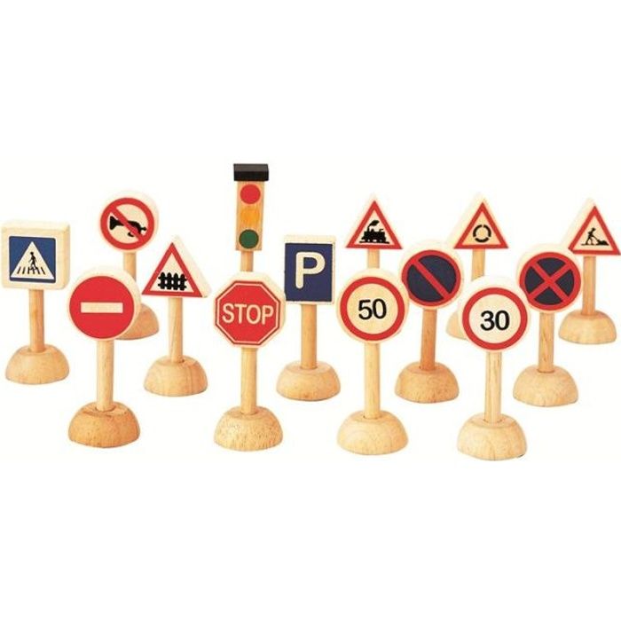 PLAN TOYS Jeu en bois Panneaux de Signalisation