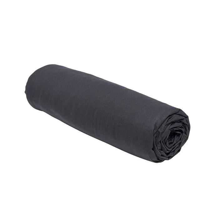 Drap housse 100% coton bio 140 x 200 cm bonnet 30 cm ORGANIC coloris Fusain