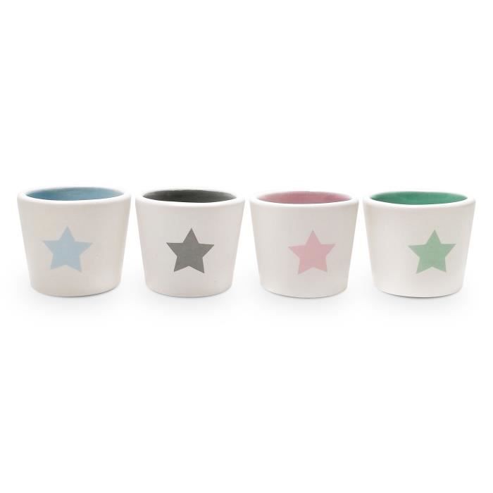 YOKO DESIGN Set de 4 coquetiers Star en céramique blanc