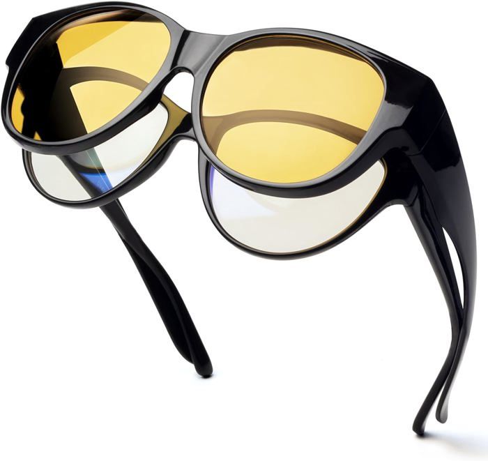 Clip Lunettes De Conduite Nocturne Polarisé - Verres Jaunes HD Pour Porteurs De Lunettes, Réduction Éblouissement