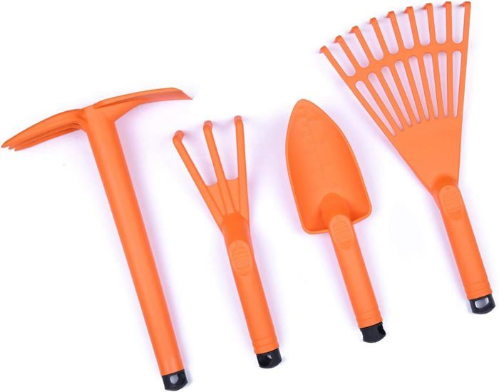 Lot de 4 outils de jardin miniatures pour maison de poupée, mini pelle rouillée, houe et fourche, accessoires de jardin féériques, ornements de