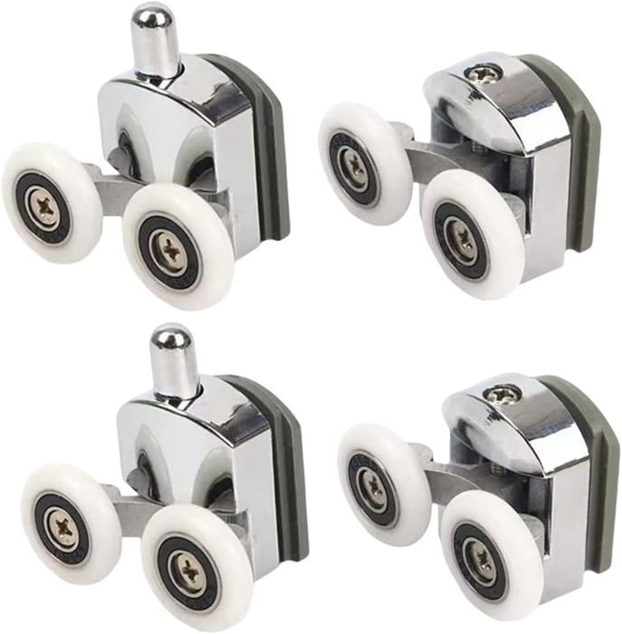 Roulettes Pour Porte De Douche - Lot De 4 (2 Haut + 2 Bas) - 23mm Pour Verre 4-6mm