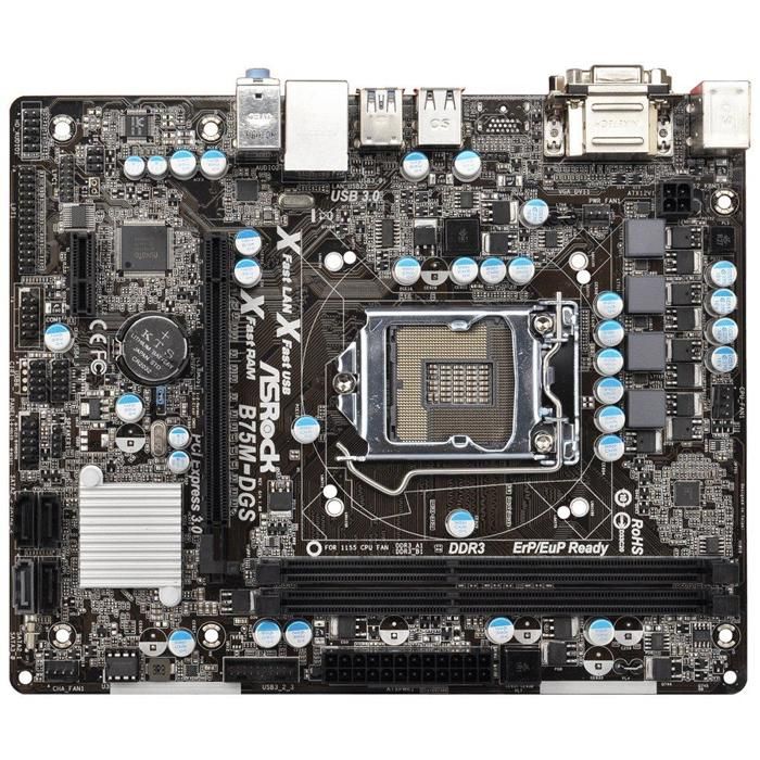 Carte mère ASRock B75M R2.0 Intel B75 LGA 1155 2xDDR3 16GB Micro ATX - Asrock
