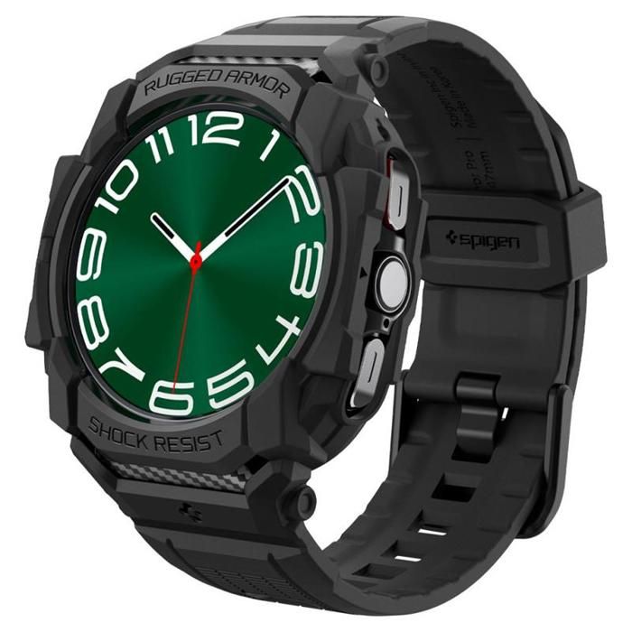 Spigen Rugged Armor Pro – Bracelet et étui pour Samsung Galaxy Watch Ultra 47 mm (noir mat)
